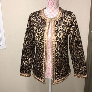 Chico’s Reversible leopard/gold reversible coat